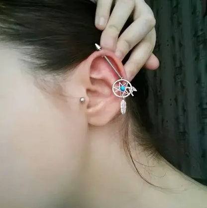 Dream catcher cartilage earring