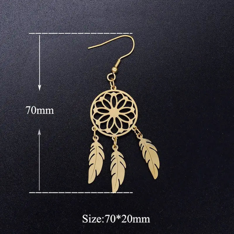 dream catcher earrings gold