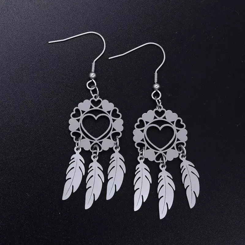 dream catcher earrings heart