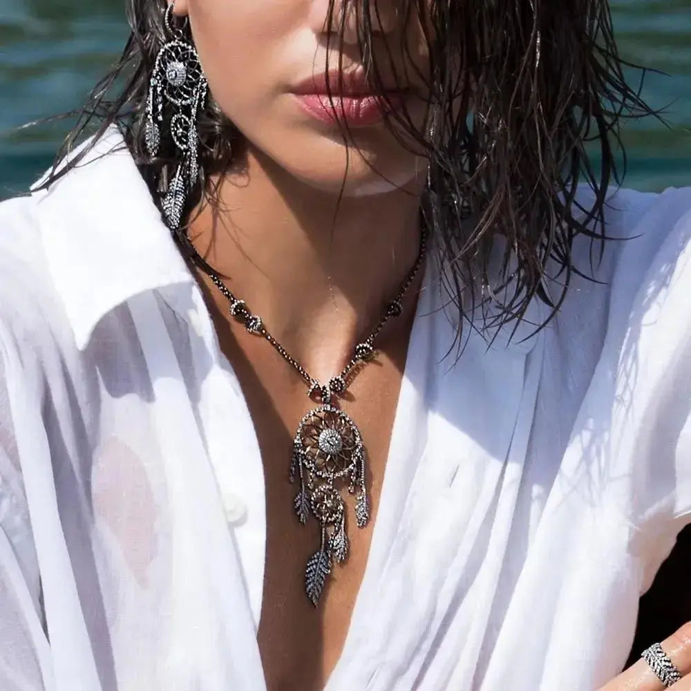 Dream catcher long necklace