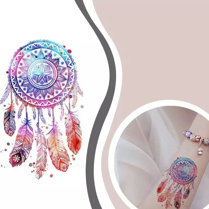 Dream Catcher tattoo multicolor feather