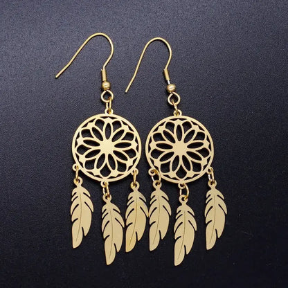 gold dreamcatcher earrings