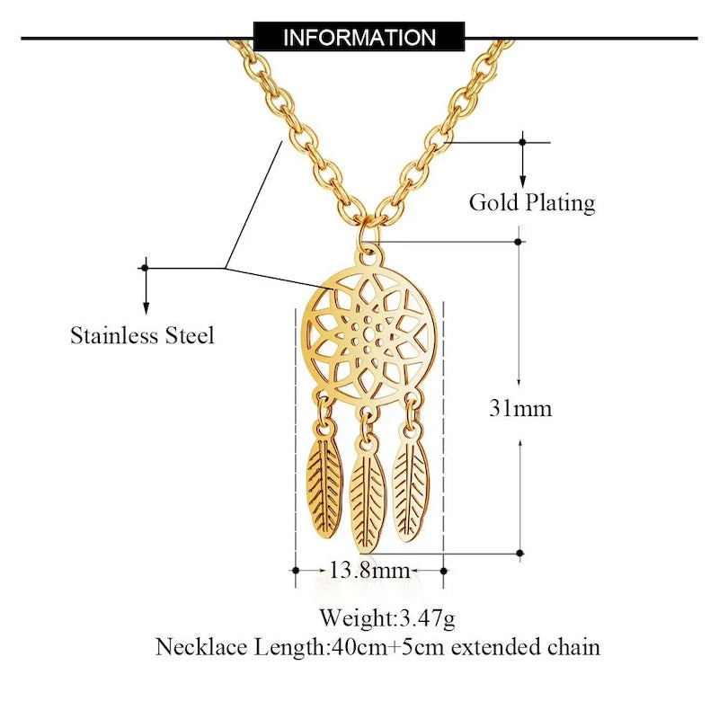 Gold dreamcatcher necklace