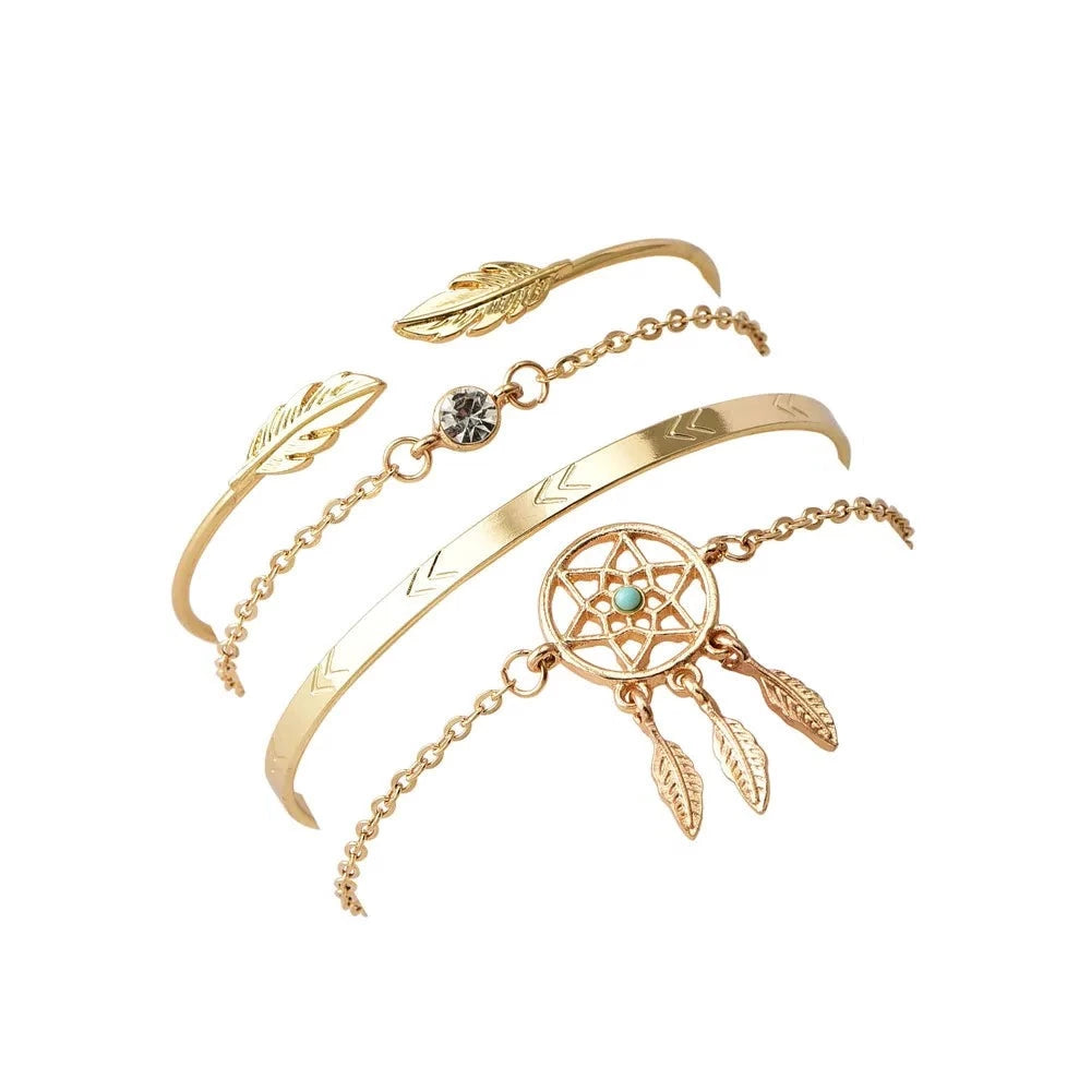 Gold plated dream catcher bracelet