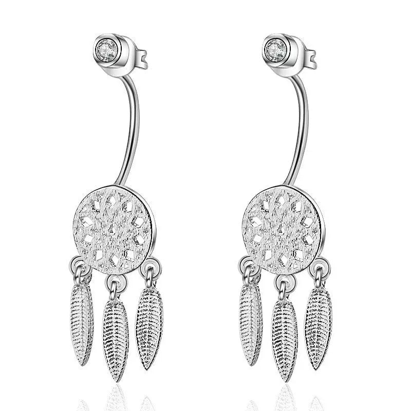 silver dream catcher earrings
