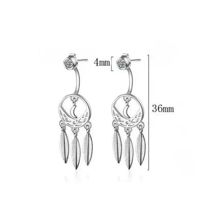 solid silver dream catcher earrings