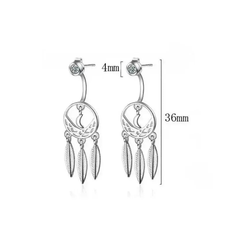 solid silver dream catcher earrings