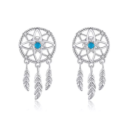 turquoise dream catcher earrings